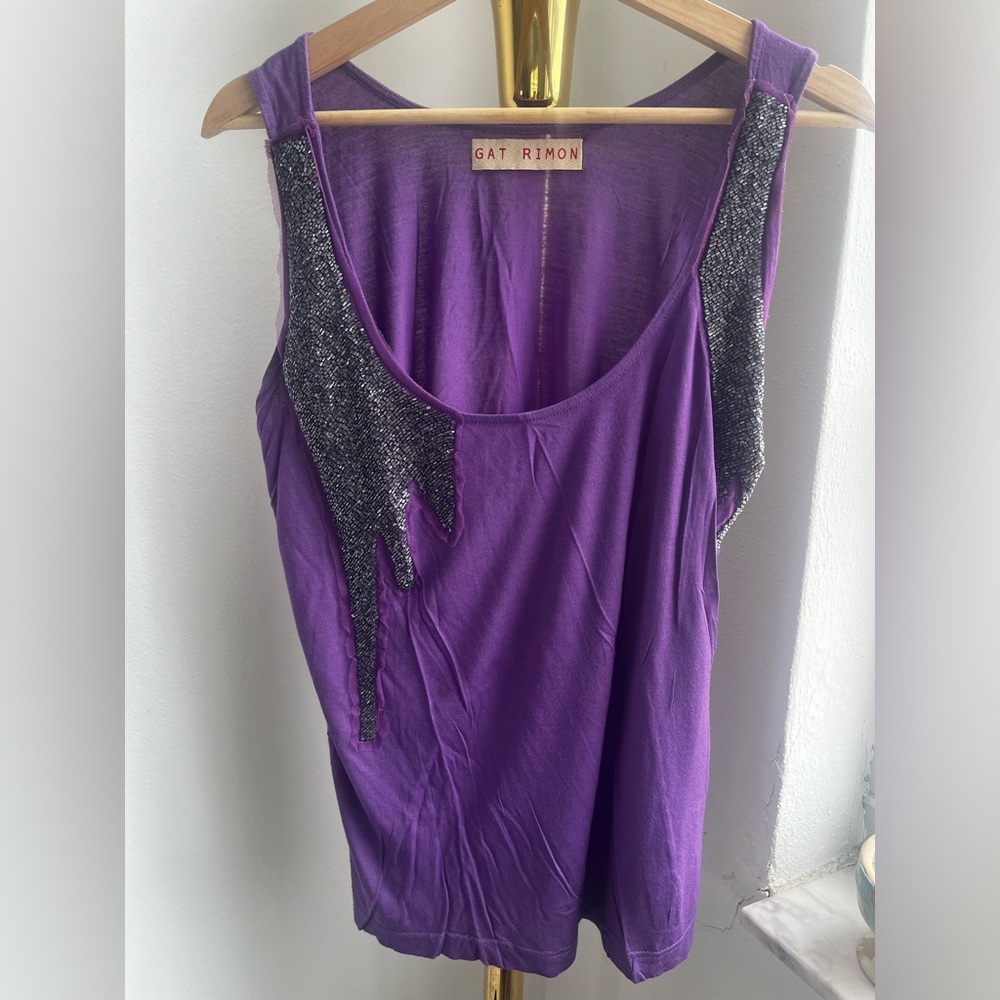 Purple tank top with beads size M